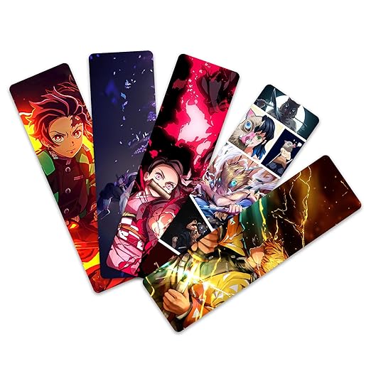 Anime Bookmarks Pack of 5 Decorative Bookmarks -(Demon Slayer)