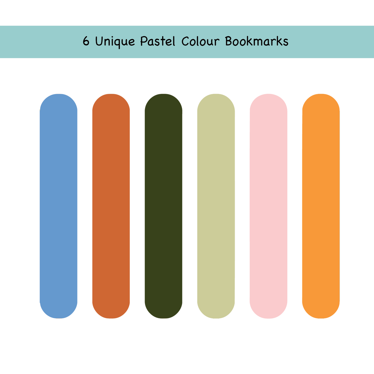 Minimal Magnetic Bookmark for Books, Solid Colours, Set of 6 (Design 2)