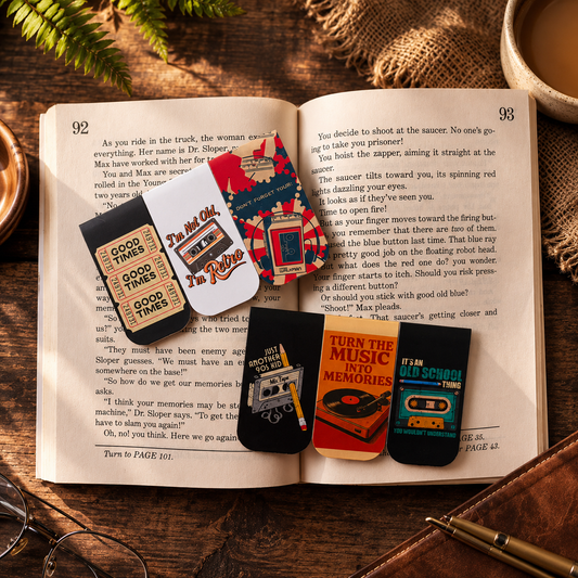 Retro Music Magnetic Bookmarks – Set of 6