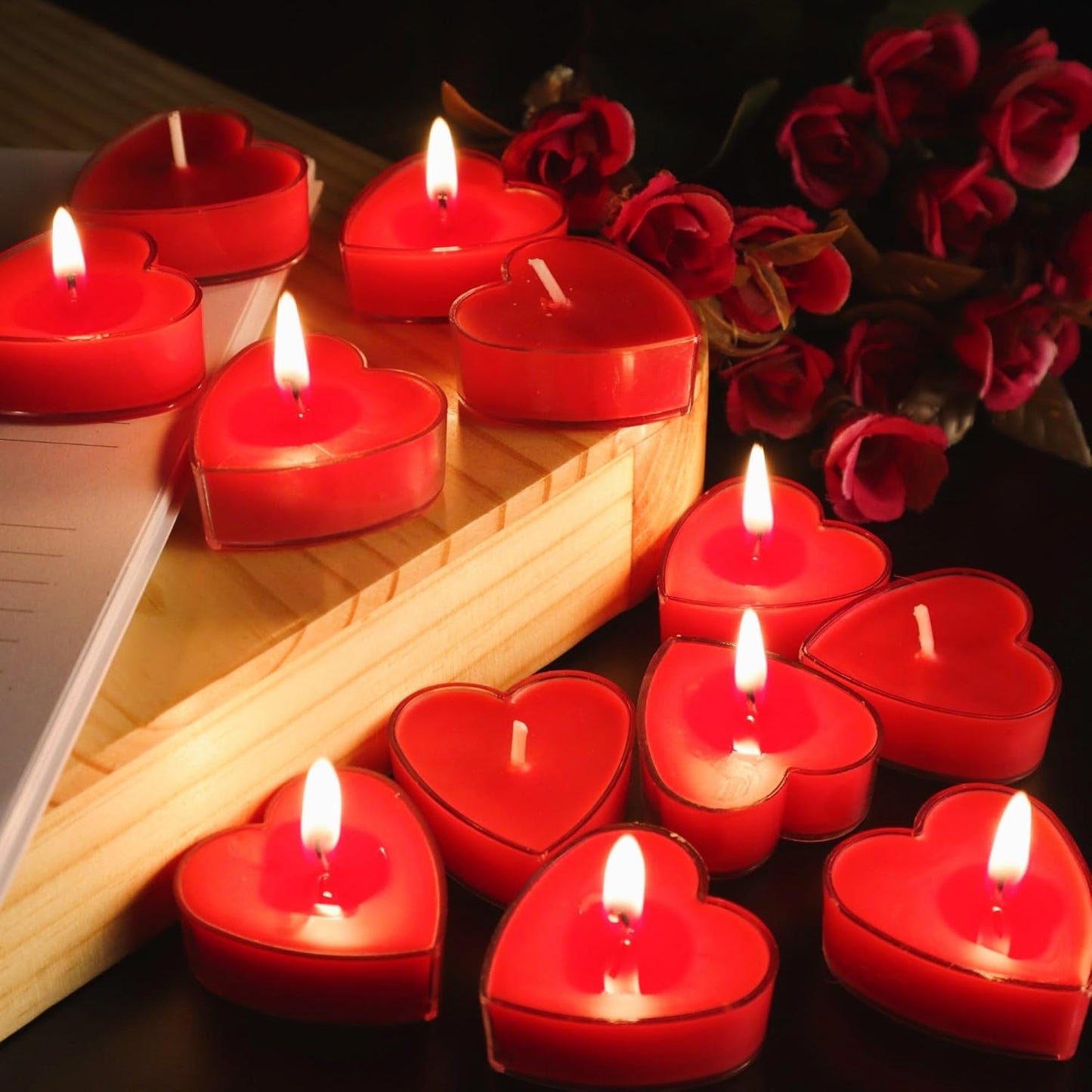 Scented Candles - Heart Shape Rose Fragrance Red Color Pack of 6