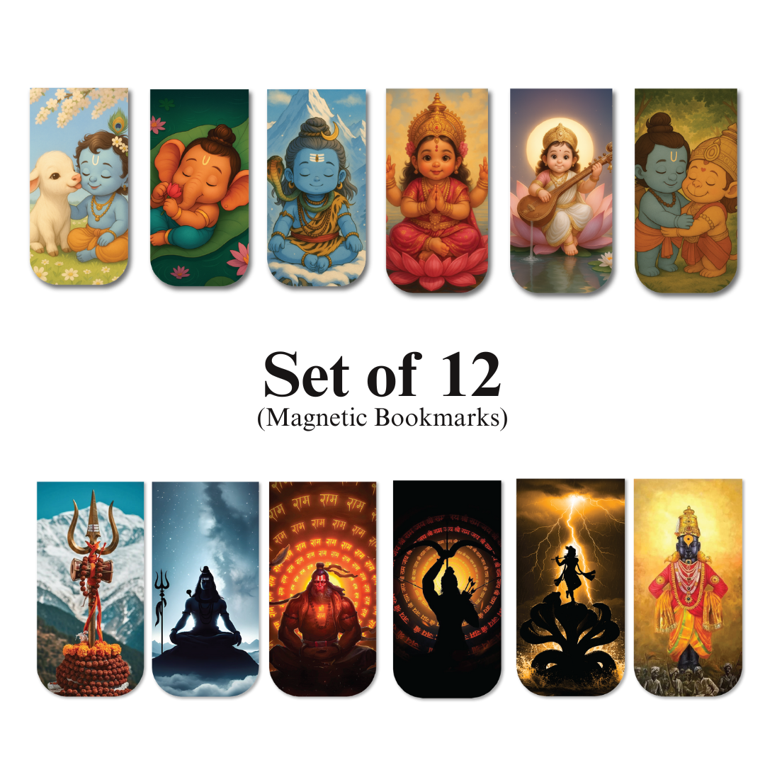 Divine Sanatani Magnetic Bookmark - Combo Set of 12 (Design 1 + 2)