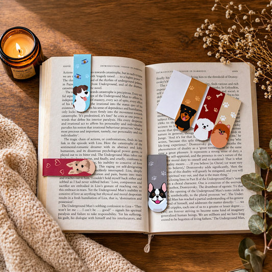 Cute Dog Magnetic Bookmarks Set of 6 | Aesthetic Page Markers for Books & Journals