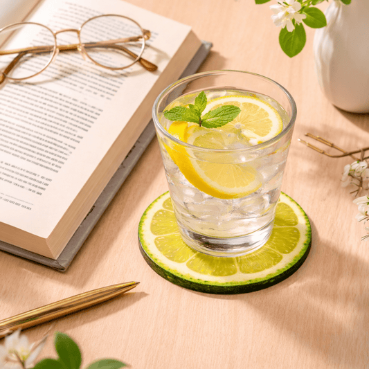 Fresh Fruit Acrylic Coasters (Set of 6) โ 3.5โ Premium Gloss Finish Drink Coasters - Coaster