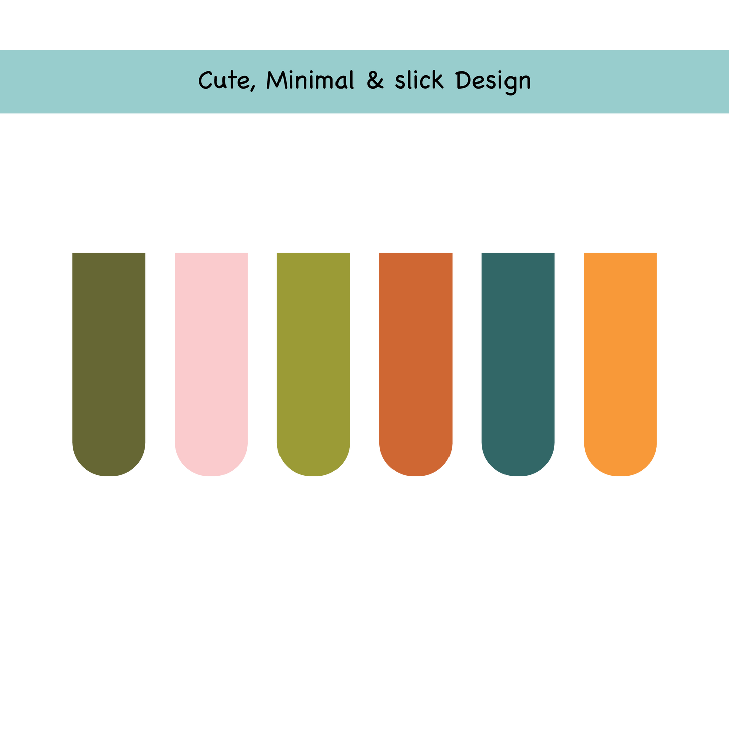 Minimal Magnetic Bookmark for Books, Solid Colours, Set of 6 (Design 1)