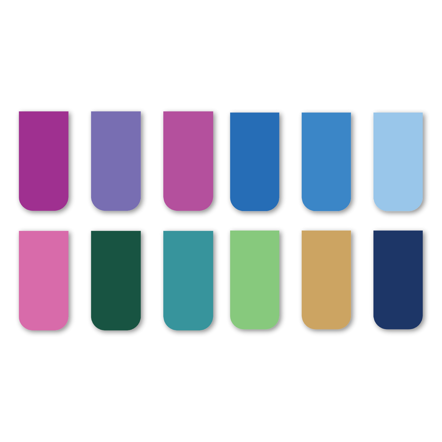 Minimal Solid Color Magnetic Bookmarks Set of 12