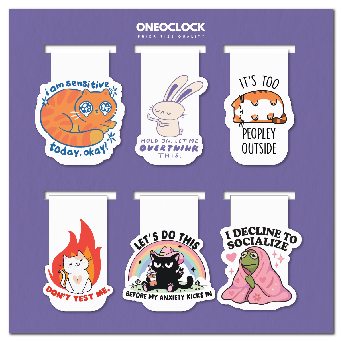 Relatable Mood Magnetic Bookmarks – Set of 6 | Cute & Funny Quotes for Book Lovers - Magnetic Bookmark set 6
