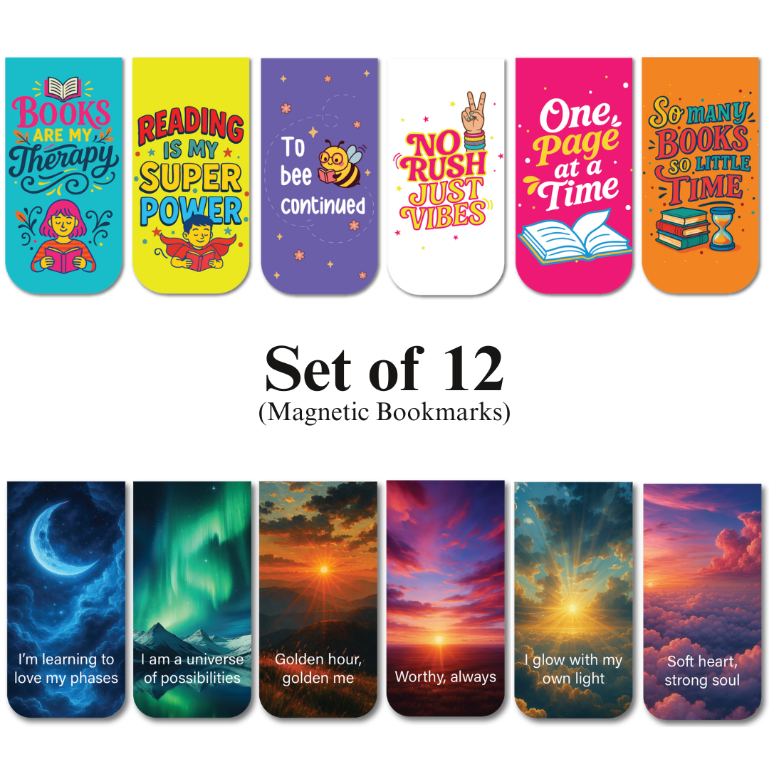 Book Lovers & Sky Affirmations Magnetic Bookmarks (Set of 12)