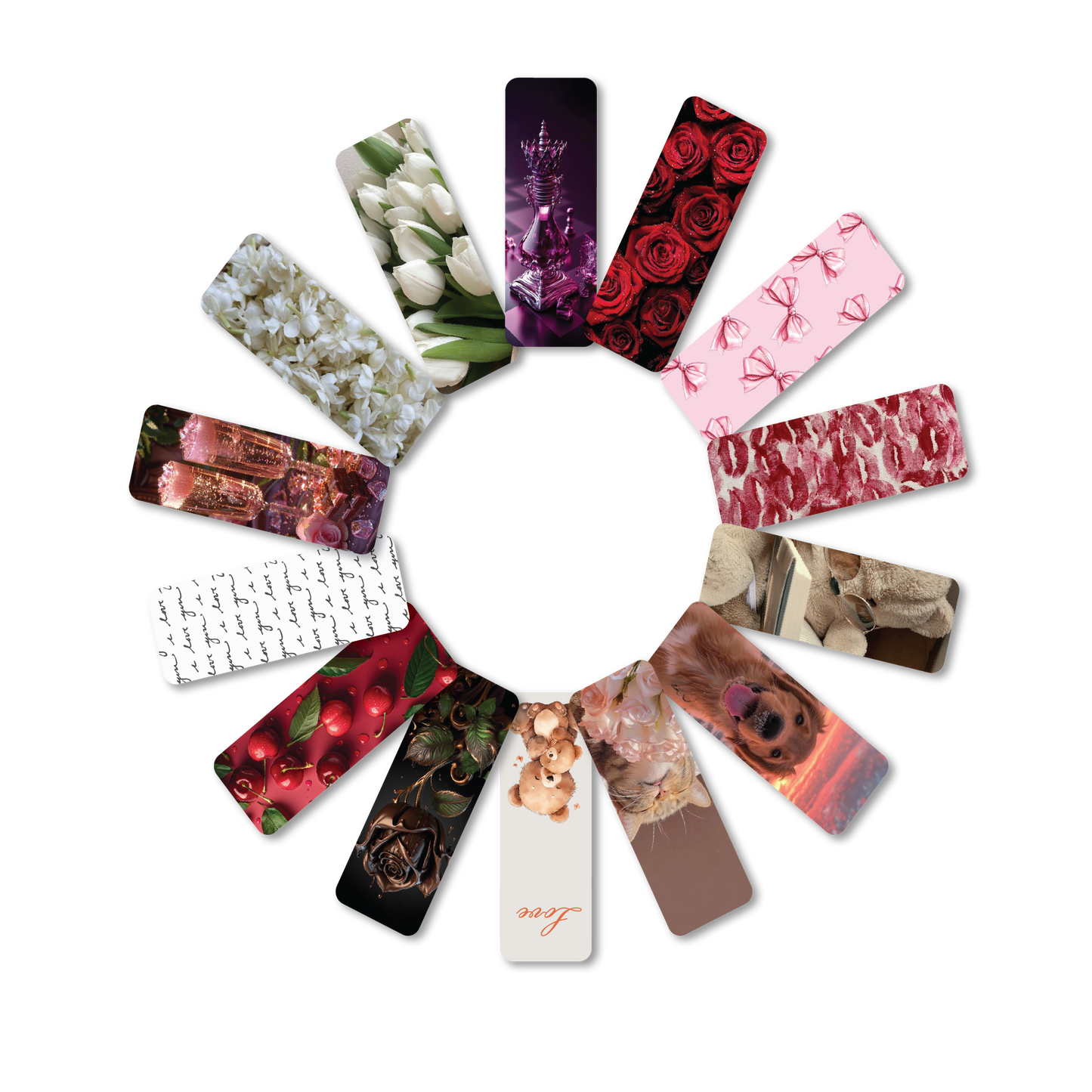 Romantic Valentine Designs Bookmarks Collection for Book Lovers - Set of 14 Paperback Bookmarks