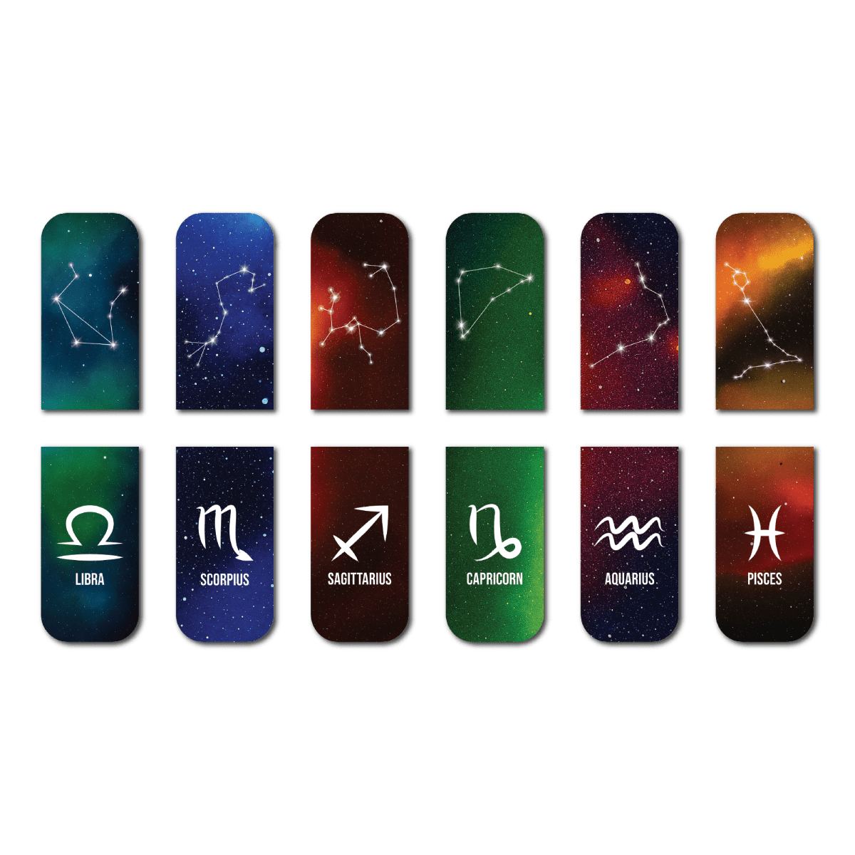 Zodiac Constellation – Magnetic Bookmark Set of 6 (Design 2) - Magnetic Bookmark set 6