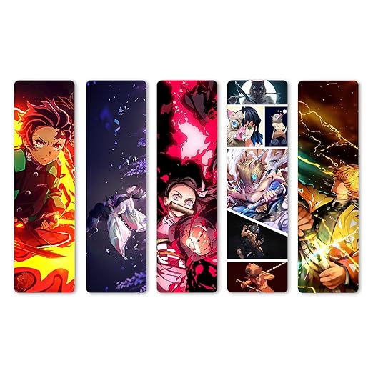 Anime Bookmarks Pack of 5 Decorative Bookmarks -(Demon Slayer)