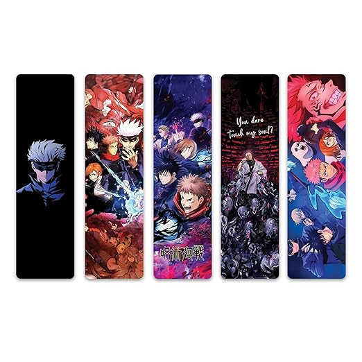 Anime Bookmarks Pack of 5 Decorative Bookmarks - (Jujutsu Kaisen)