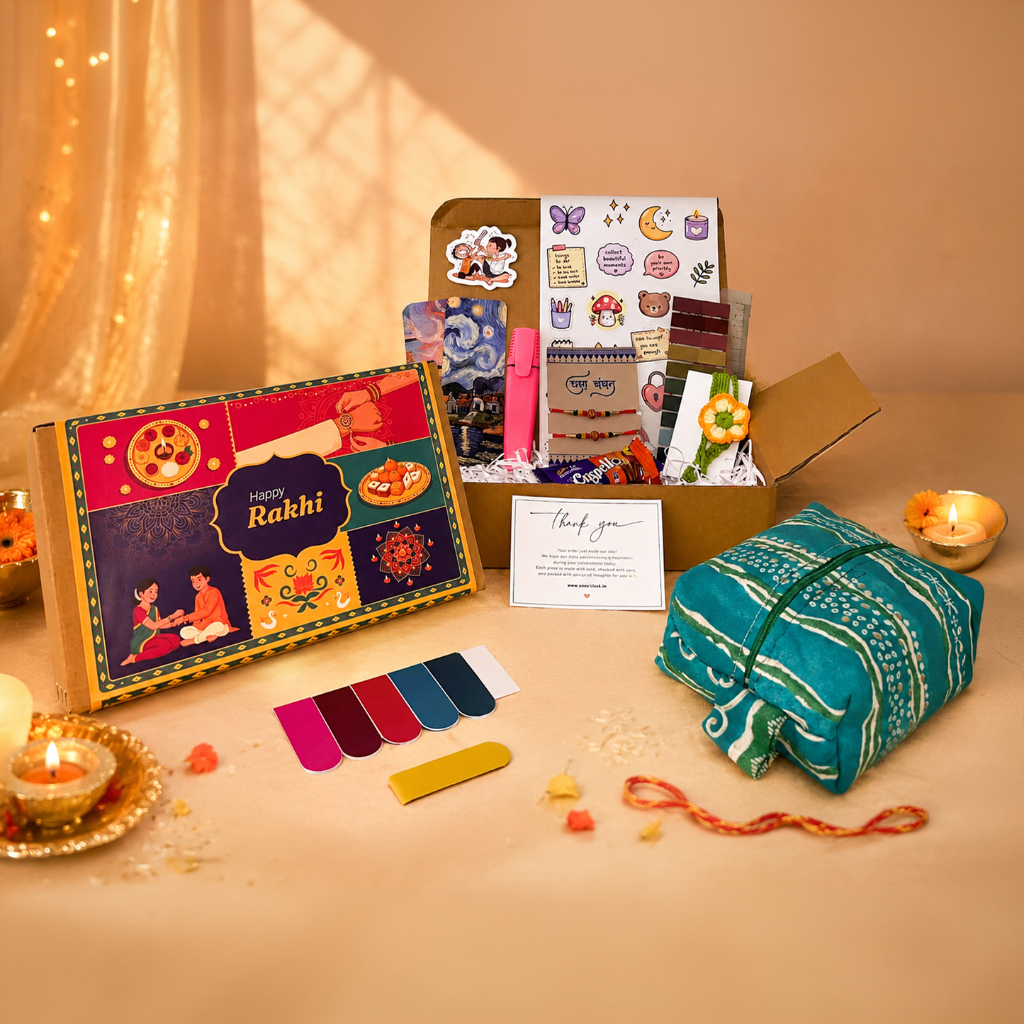 OneOclock Rakhi Celebration Hamper – Premium Stationery Gift Box