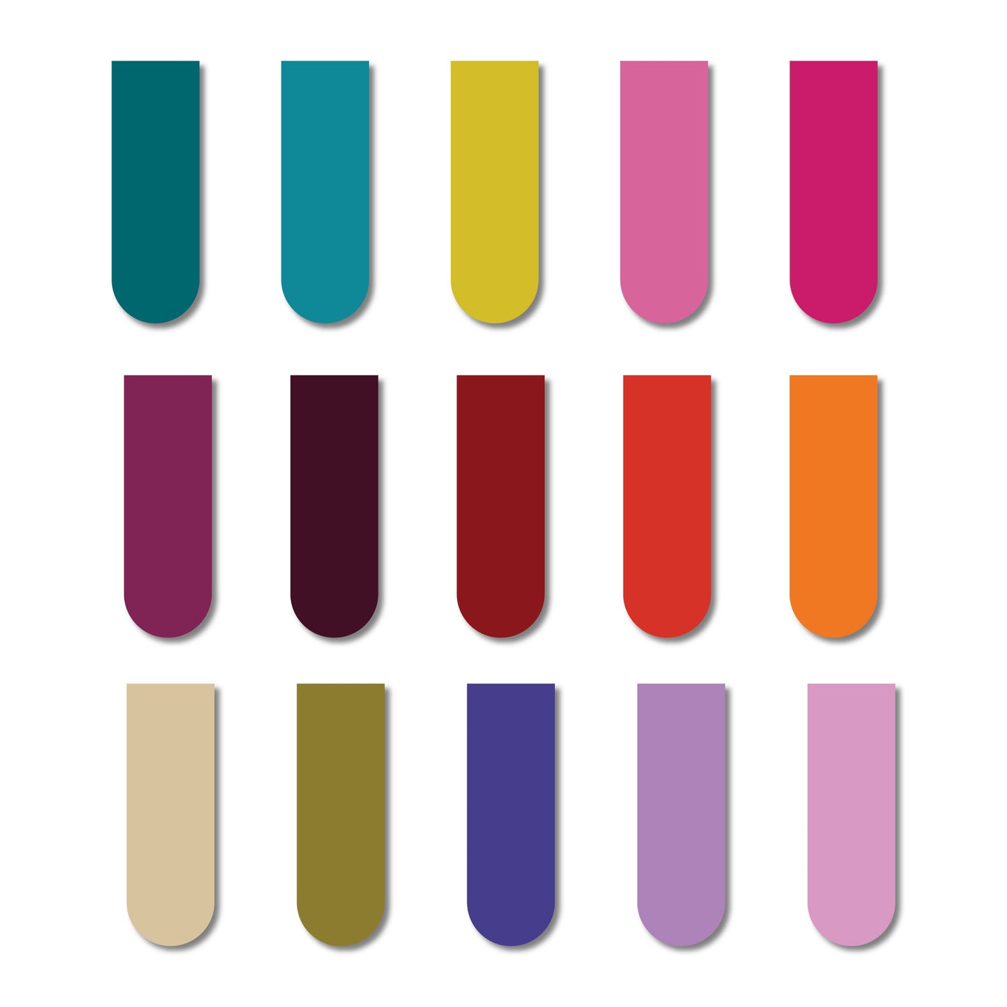 OneOclock Minimal Magnetic Bookmark for Books, Solid Colours, Set of 15