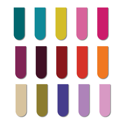 OneOclock Minimal Magnetic Bookmark for Books, Solid Colours, Set of 15