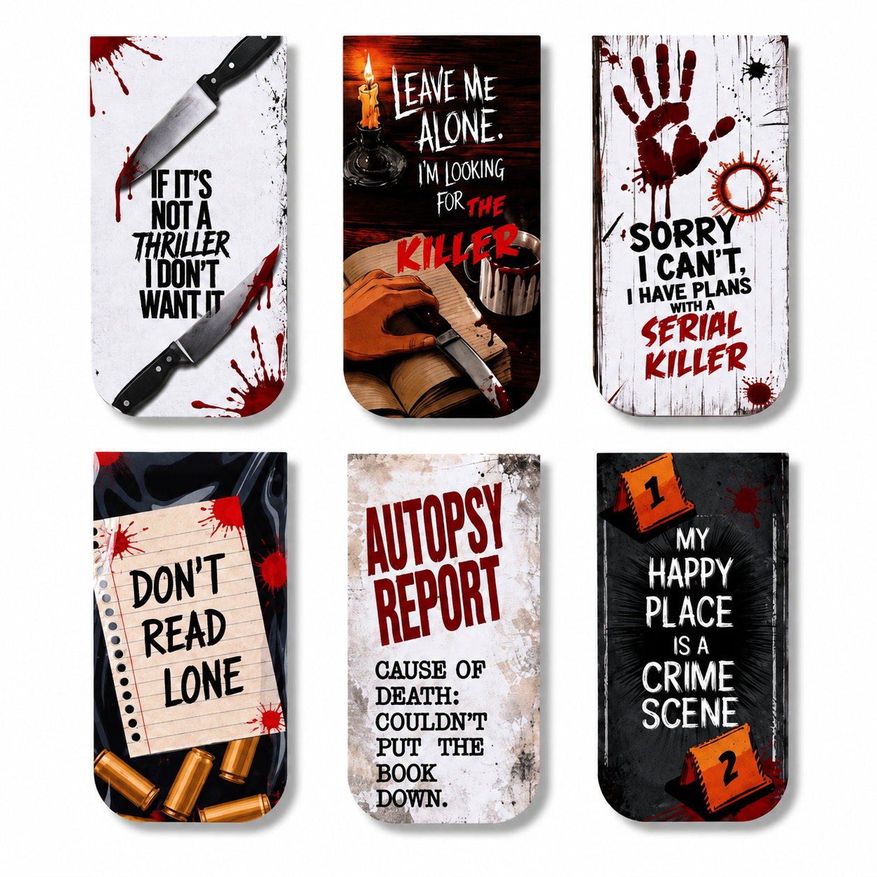 Criminal Thriller Theme Magnetic Bookmark Set of 6