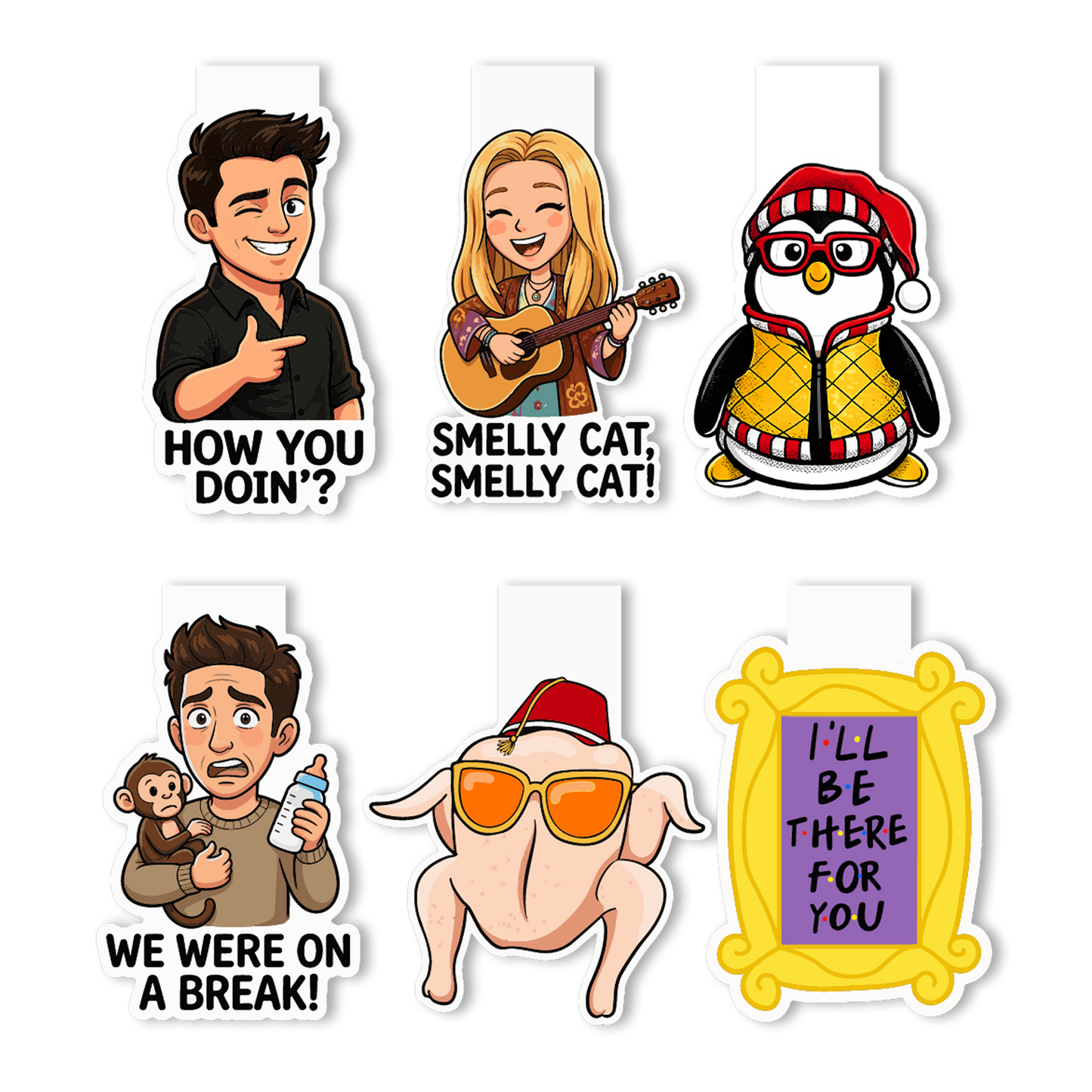 Friends Theme Magnetic Bookmarks – Set of 6