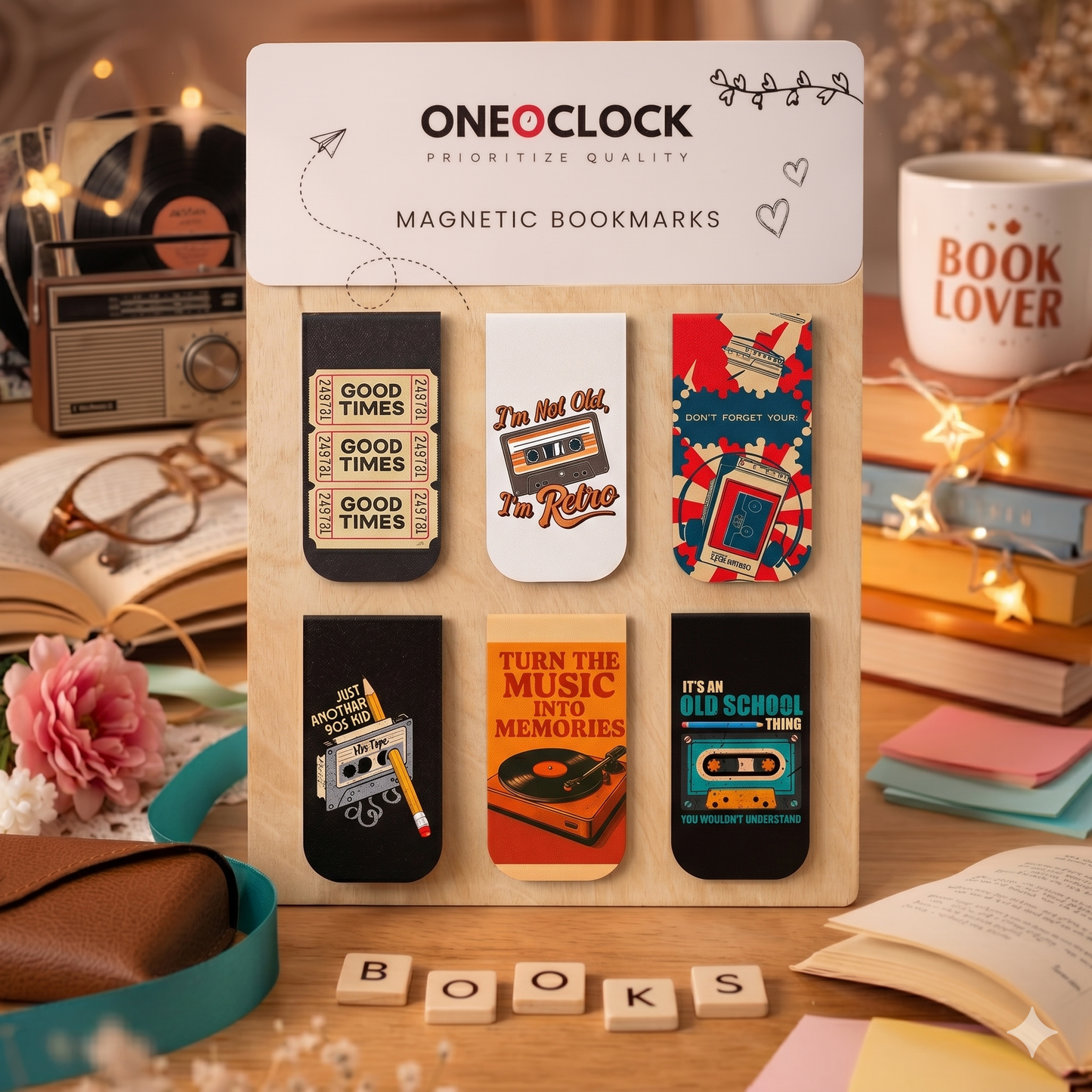 Retro Music Magnetic Bookmarks – Set of 6