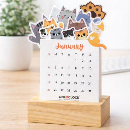 OneOclock Meow Magic Cute Desk Calendar 2026