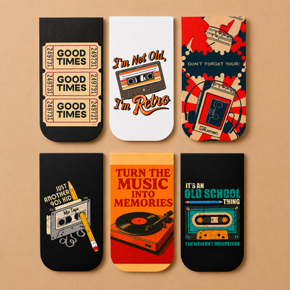 Retro Music Magnetic Bookmarks – Set of 6