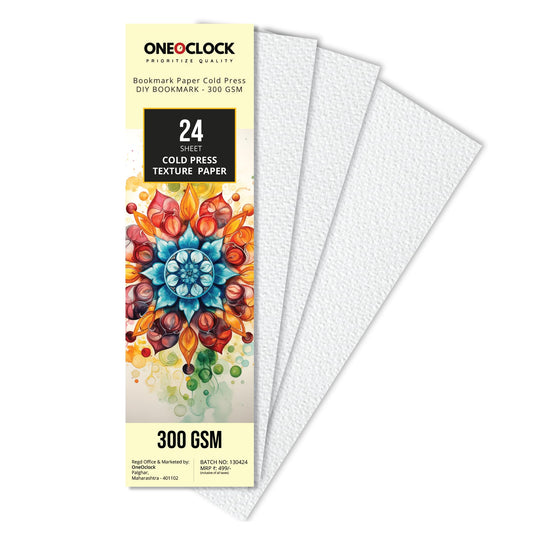 Bookmark Watercolor Paper, 300 GSM, 18 x 5 CM, Cold Press, Texture, DIY Bookmark, Acid Free, Non-Toxic (24)