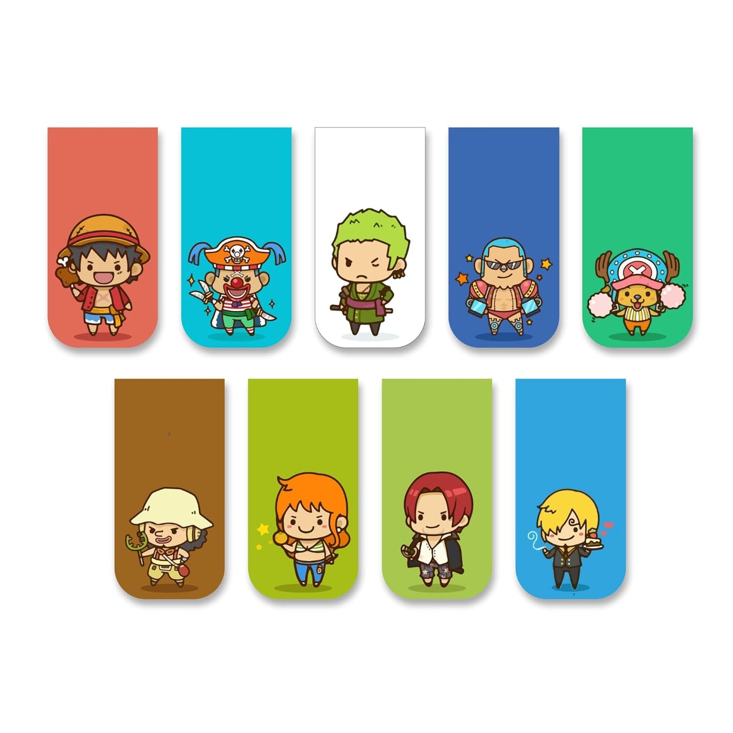 One Piece Chibi Anime Magnetic Bookmarks - Set of 9