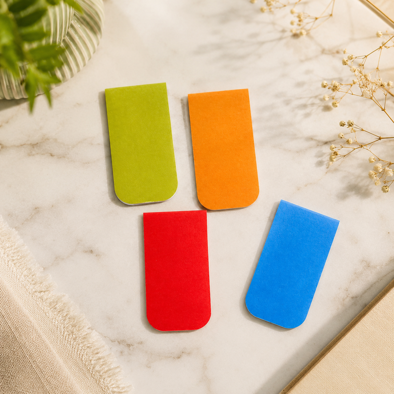 Minimal Solid Color Magnetic Bookmarks Set of 4