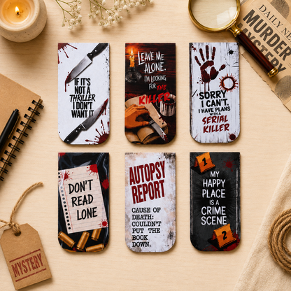 Criminal Thriller Theme Magnetic Bookmark Set of 6