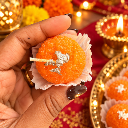 Traditional Ladoo Shape Decorative Candle Set of 4 for Diwali & Festive Decor