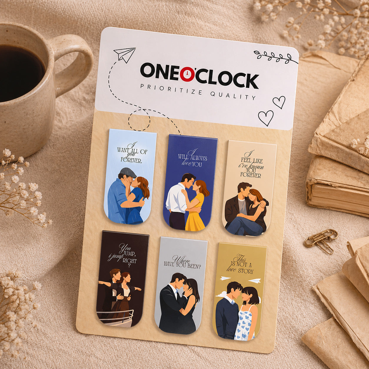 Romantic Movie Couple Magnetic Bookmark Set of 6