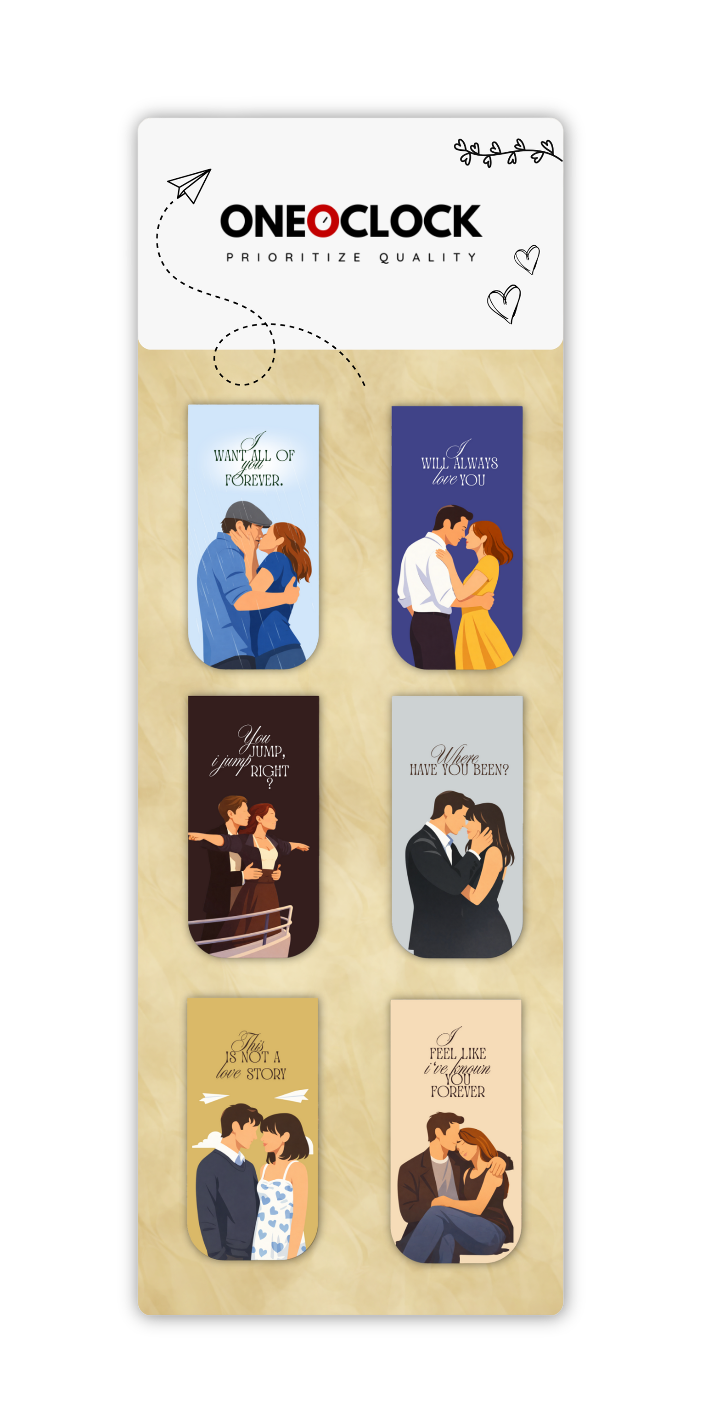 Romance Couple Magnetic Bookmark Set of 6