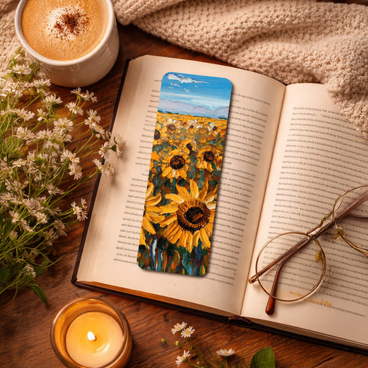 Sunflower Field Digitised Painting Paperback Bookmark