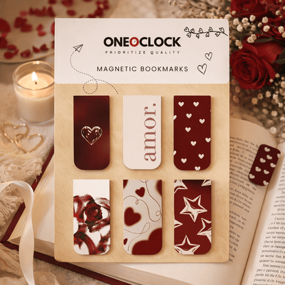 Amor – Romantic Magnetic Bookmark Set of 6 - Magnetic Bookmark set 6