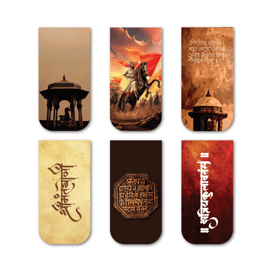 Chhatrapati Shivaji Maharaj Premium Magnetic Bookmark Set (6‑Piece Historical Tribute Collection) - Magnetic Bookmark set 6