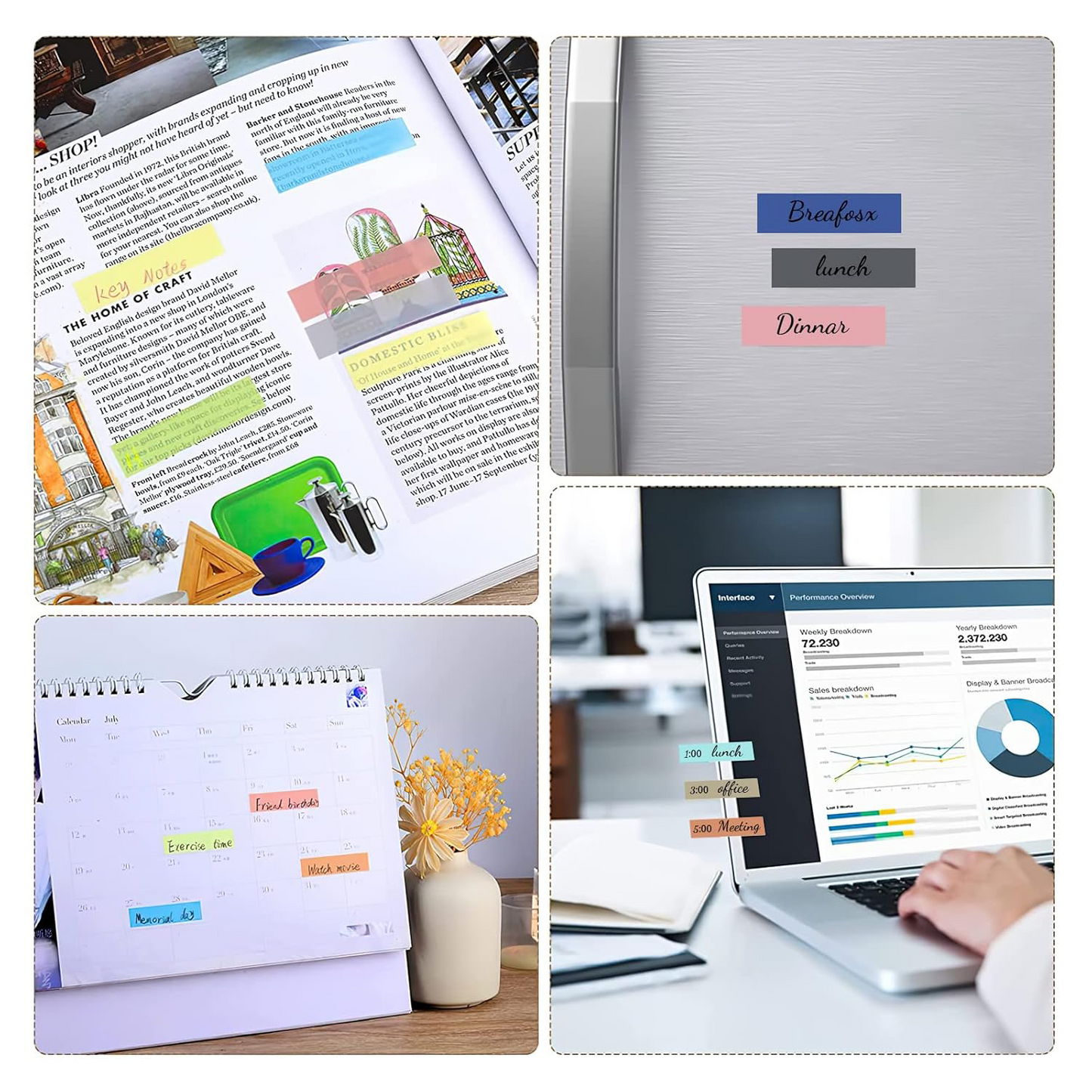 Sticky Index Tabs, 1200 Page Markers, Colored Sticky Index Tabs for Book Reading Notebooks File Folders (60 Colors)
