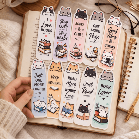 Cute Cat Paperback Bookmarks – Set of 10 - Bookmarks Set of 28