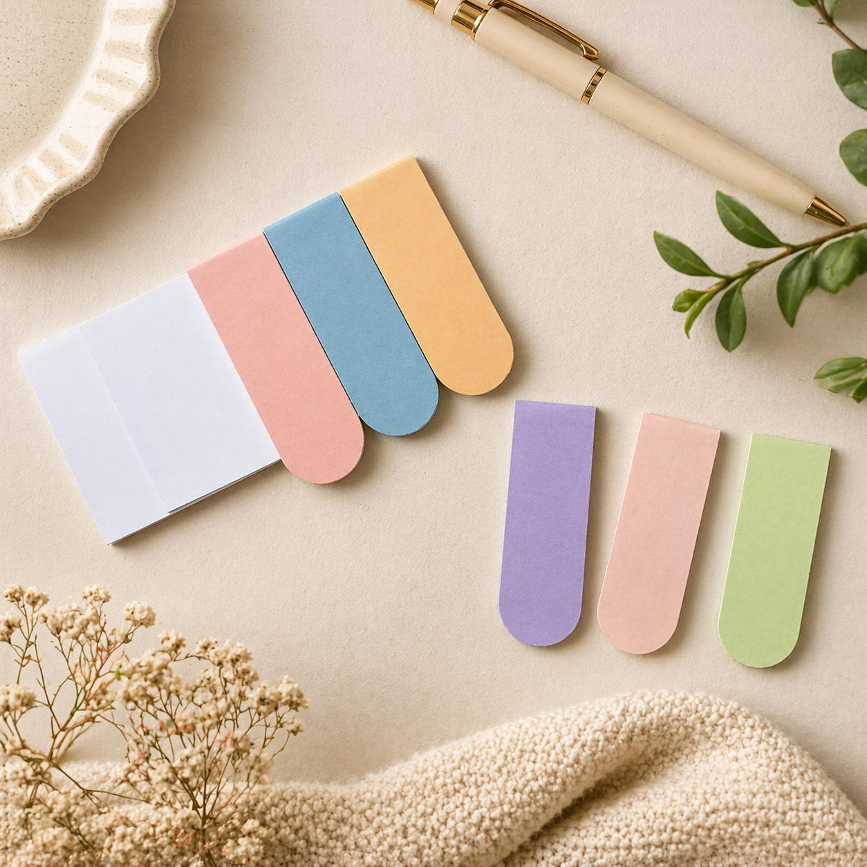 Floral Minimal Magnetic Bookmarks Set of 6 | Aesthetic Cute Bookmarks for Books & Journals