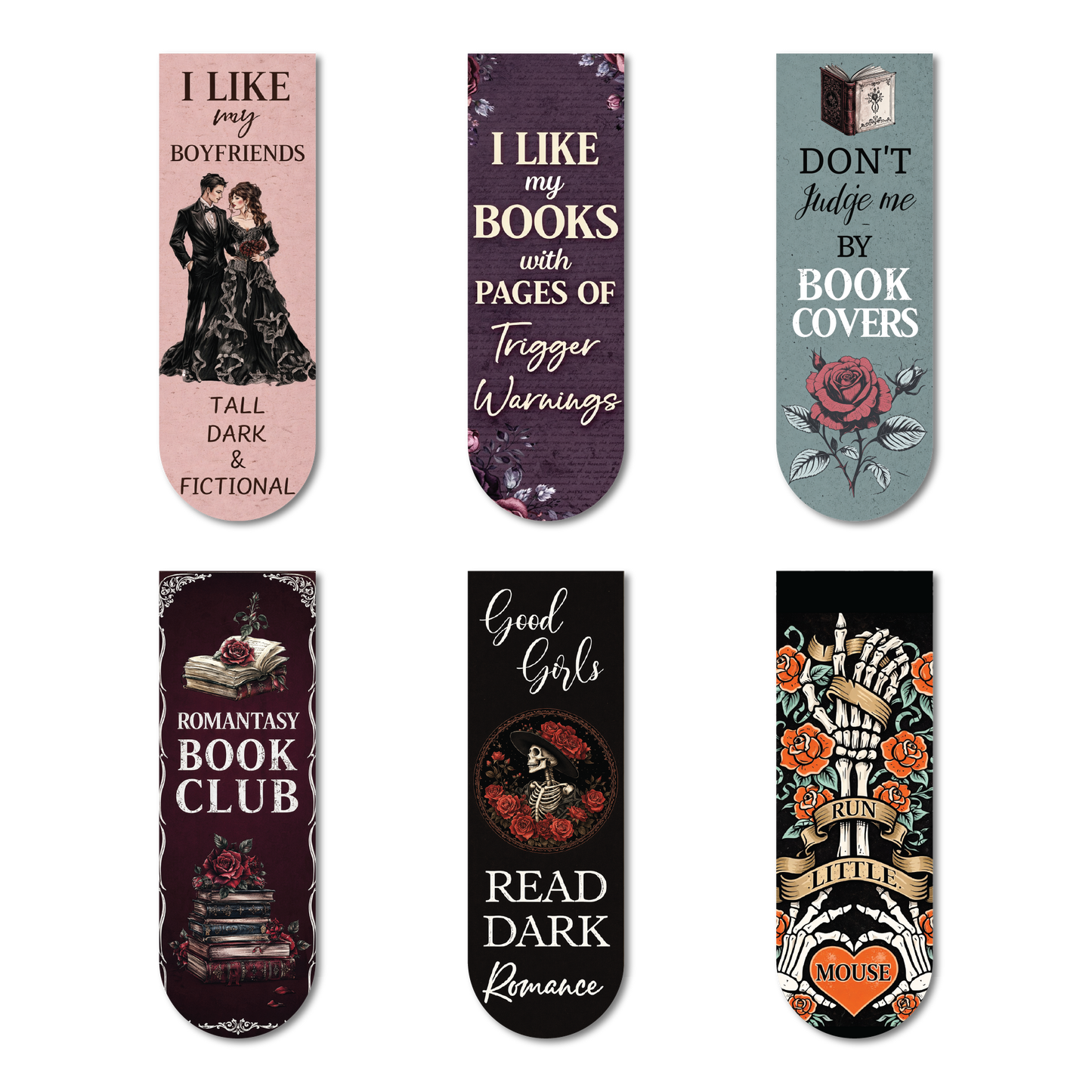 Dark Romance Magnetic Bookmarks Set of 6 | Aesthetic BookTok Bookmarks for Readers