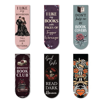 Dark Romance Magnetic Bookmarks Set of 6 | Aesthetic BookTok Bookmarks for Readers