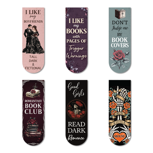 Dark Romance Magnetic Bookmarks Set of 6 | Aesthetic BookTok Bookmarks for Readers