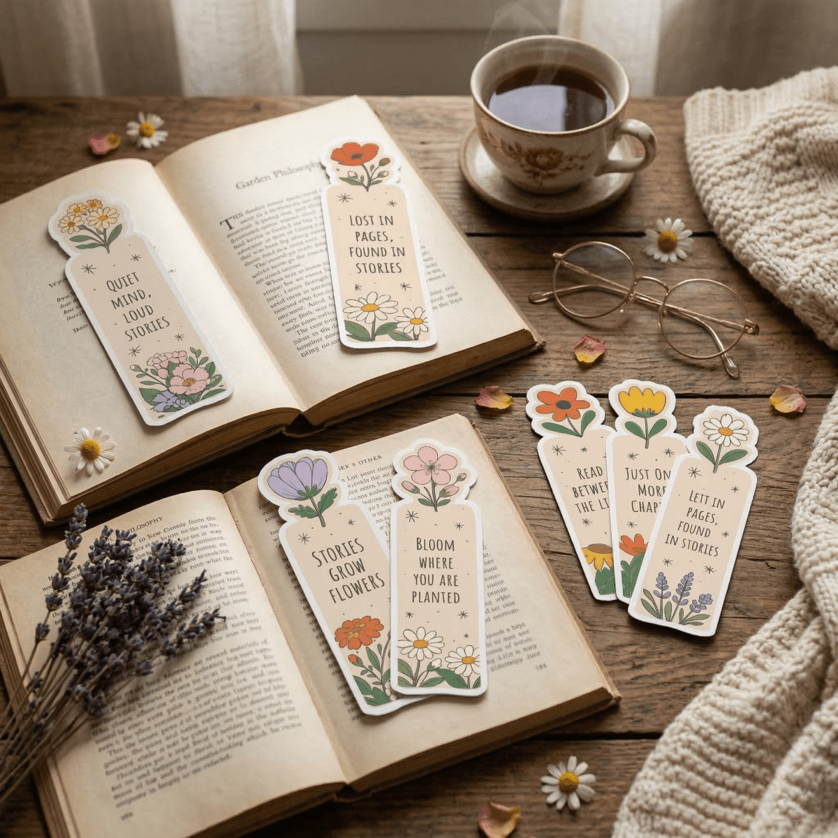 Floral Aesthetic Paperback Bookmarks Set (Set of 10) - reguler BM SET 14