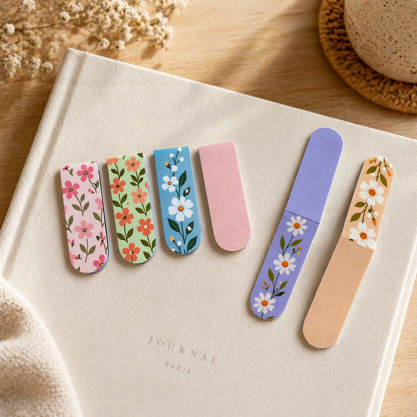 Floral Minimal Magnetic Bookmarks Set of 6 | Aesthetic Cute Bookmarks for Books & Journals