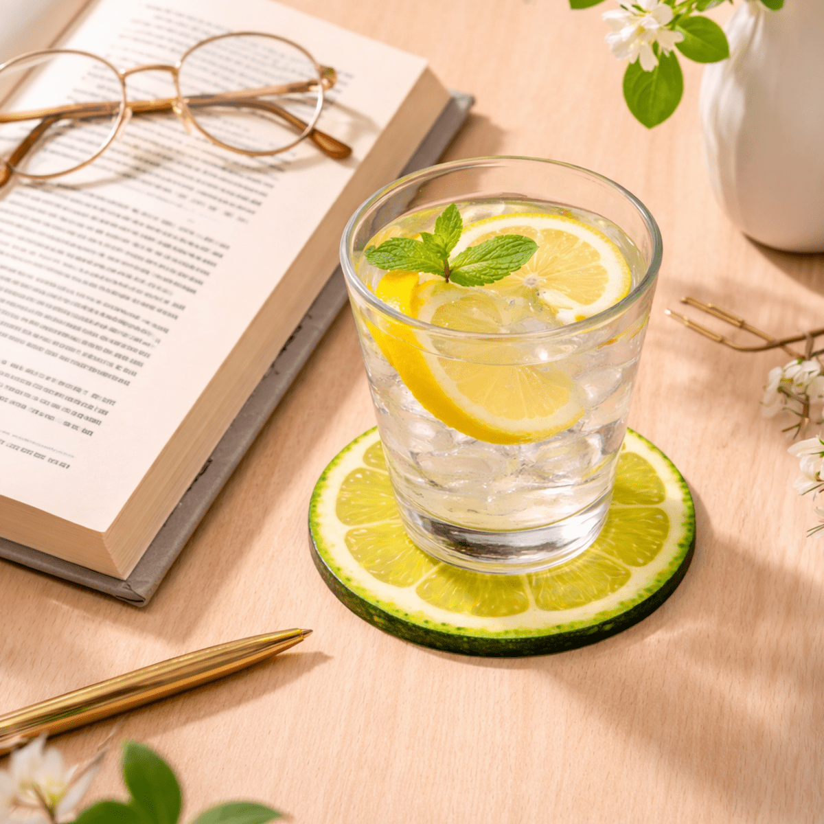Fresh Fruit Acrylic Coasters (Set of 6) – 3.5” Premium Gloss Finish Drink Coasters - Coaster
