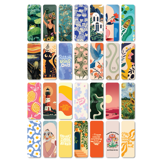 Boho Designer Paperback Bookmarks Set of 28