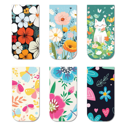 Cute Floral Magnetic Bookmarks (Set of 6)