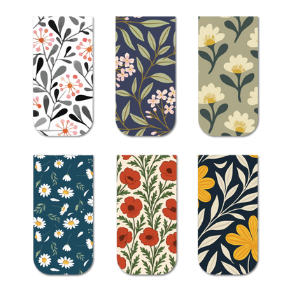 Elegant Floral Patterns - Magnetic Bookmarks (Set of 6)