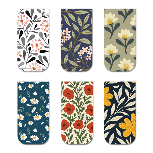 Elegant Floral Patterns - Magnetic Bookmarks (Set of 6)