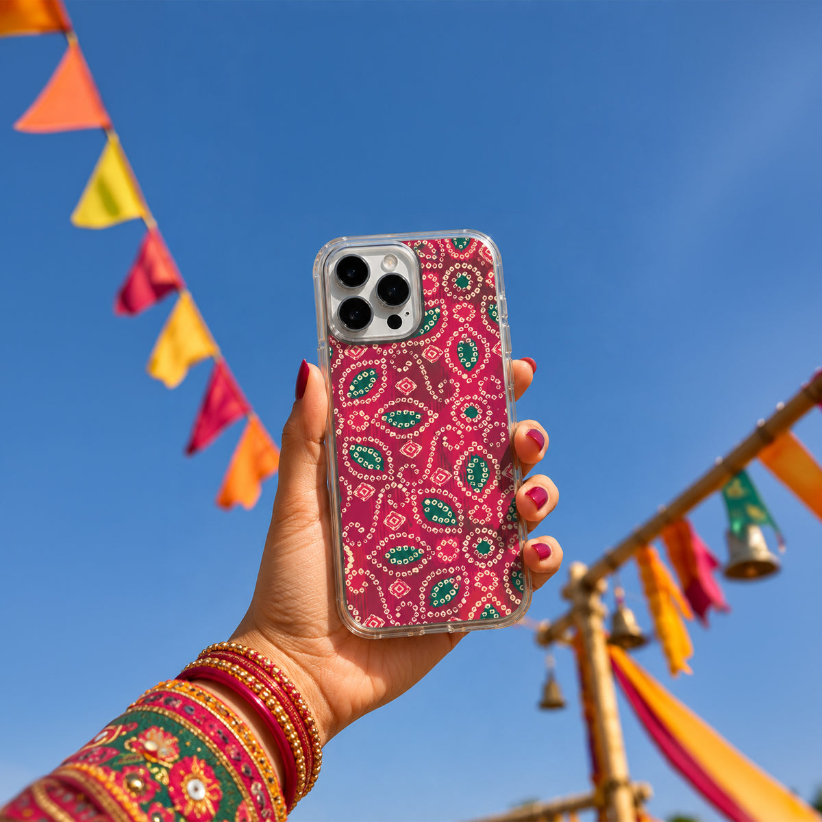 Bandhani Phone Cover Print Set - Clear Case + 5 Interchangeable Prints
