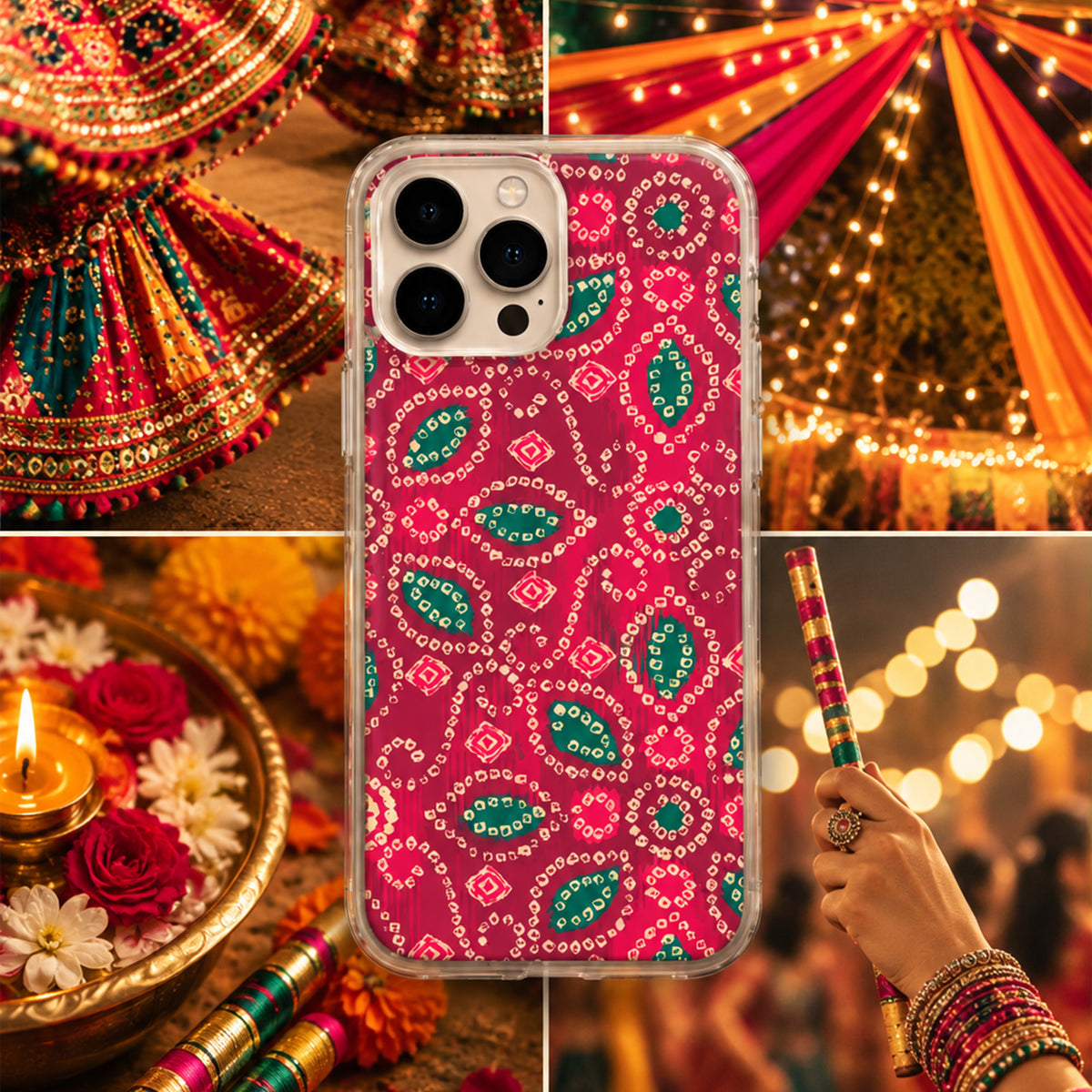 Bandhani Phone Cover Print Set - Clear Case + 5 Interchangeable Prints