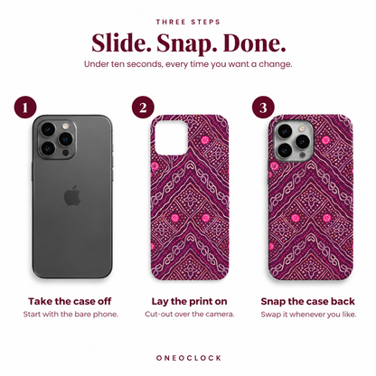 Bandhani Phone Cover Print Set - Clear Case + 5 Interchangeable Prints