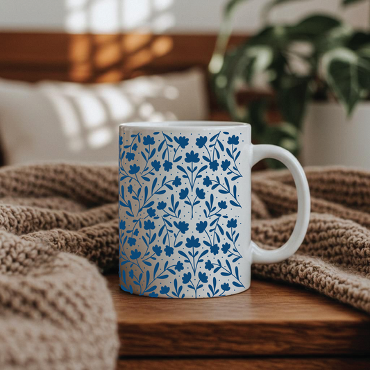 Elegant Blue Ceramic Coffee Mug – Premium Print